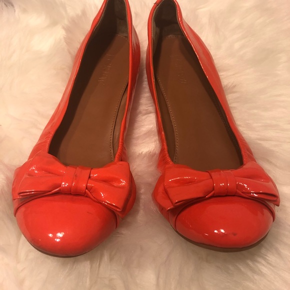 J. Crew | Coral Patent Leather Bow Toe Ballet Flat - Picture 7 of 7